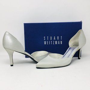 Stuart Weitzman Chrome Raso Silver Pumps